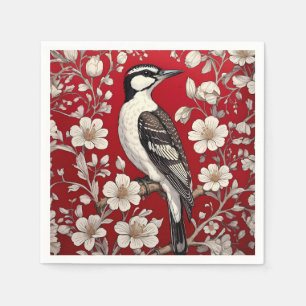 Elegant Woodpecker Floral William Morris Inspirier Serviette