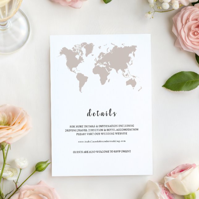 ELEGANT World Map Wedding details Einladung (Von Creator hochgeladen)