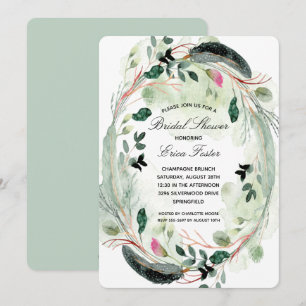 Elegant Wreath Bridal Dusche Einladungen