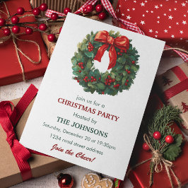Elegant Wreath Christmas Party Invitation Einladung