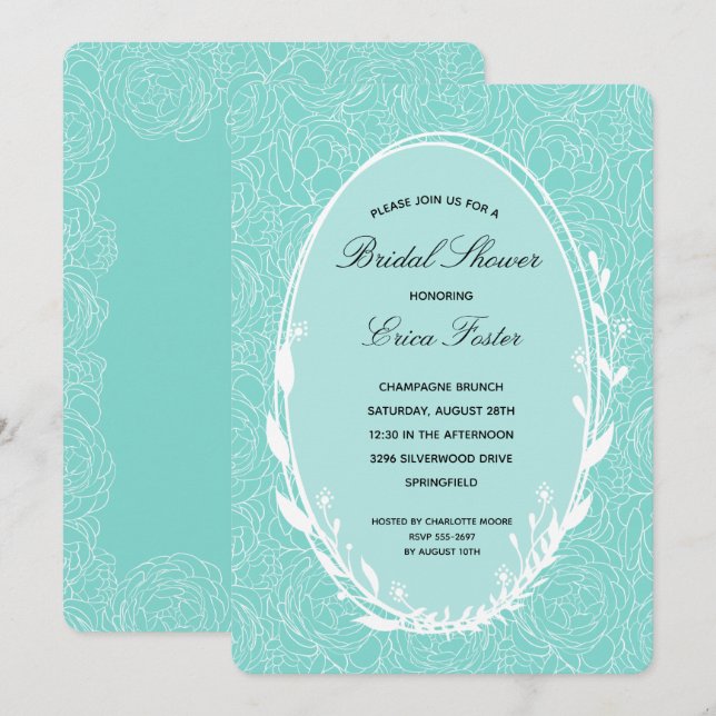 Elegant Wreath Floral Bridal Dusche Einladungen (Vorne/Hinten)