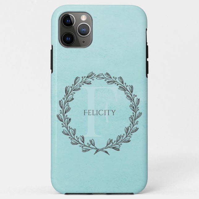 Elegant Wreath Monogram | AQUAMARIN Case-Mate iPhone Hülle (Rückseite)