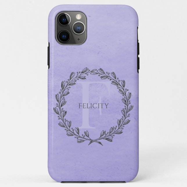 Elegant Wreath Monogram | LILA Case-Mate iPhone Hülle (Rückseite)