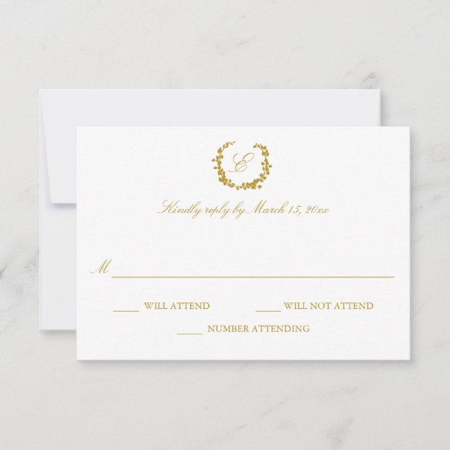 Elegant Wreath Wedding RSVP Karte (Vorderseite)