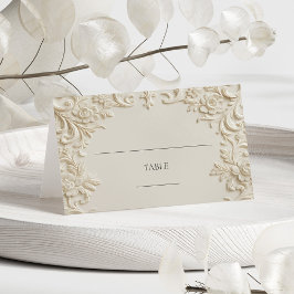 Elegant Write In Ivory Floral Embossed Table Platzkarte