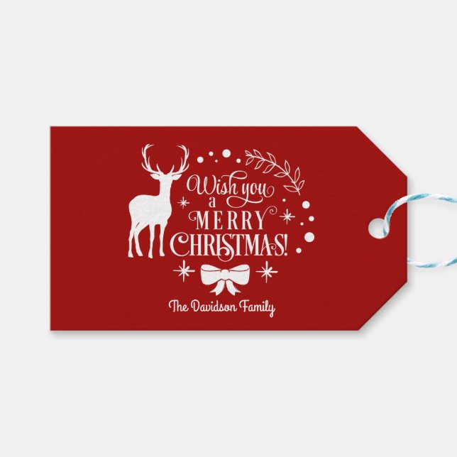 Elegant wünscht dir ein einfaches CHRISTMAS Monogr Geschenkanhänger (Vorderseite (Horizontal))