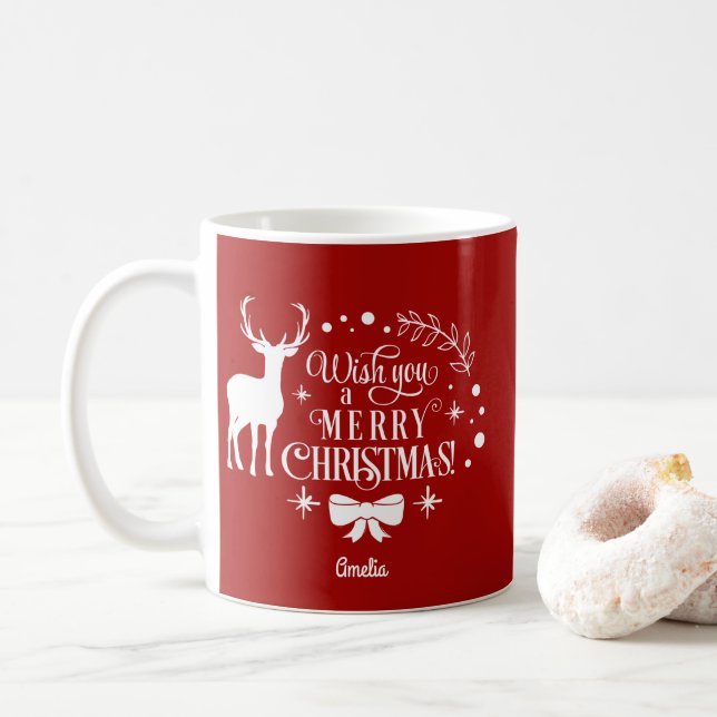 Elegant wünscht dir ein einfaches CHRISTMAS Monogr Kaffeetasse (Mit Donut)