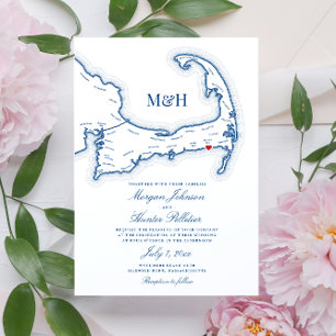Elegant Wychmere Beach Club Cape Cod Wedding Einladung