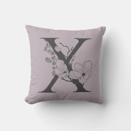 Elegant X Boho Floral Monogram Initial Lilac Gray Kissen