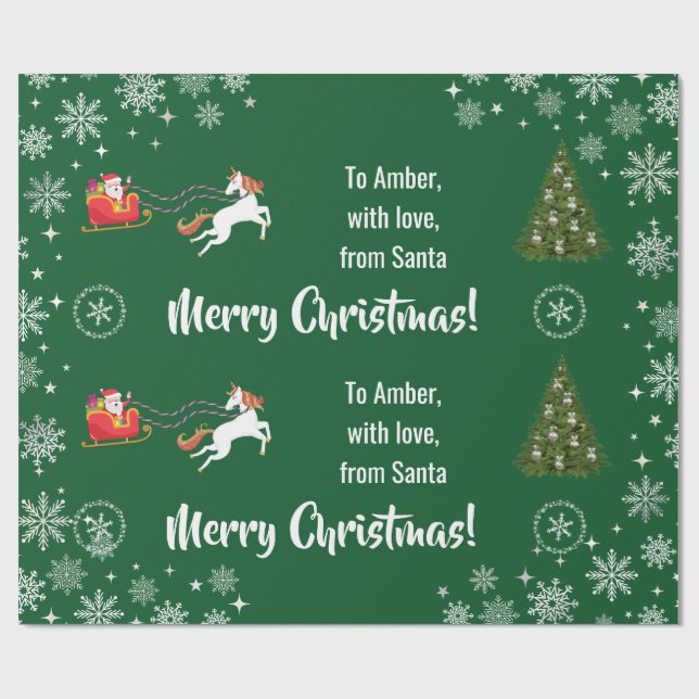 Elegant Xmas Sleigh Einhorn Persönlich machen Geschenkpapier (Flach)