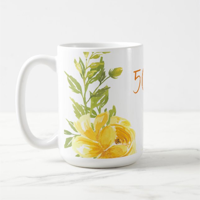 Elegant Yellow 50. Monogram Wedding Jubiläum Kaffeetasse (Links)