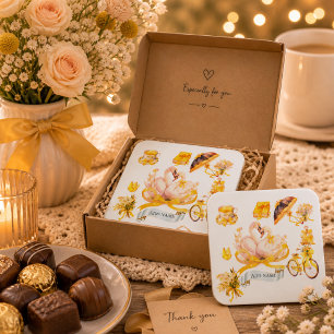 Elegant Yellow Aesthetic Untersetzer – Vintage F