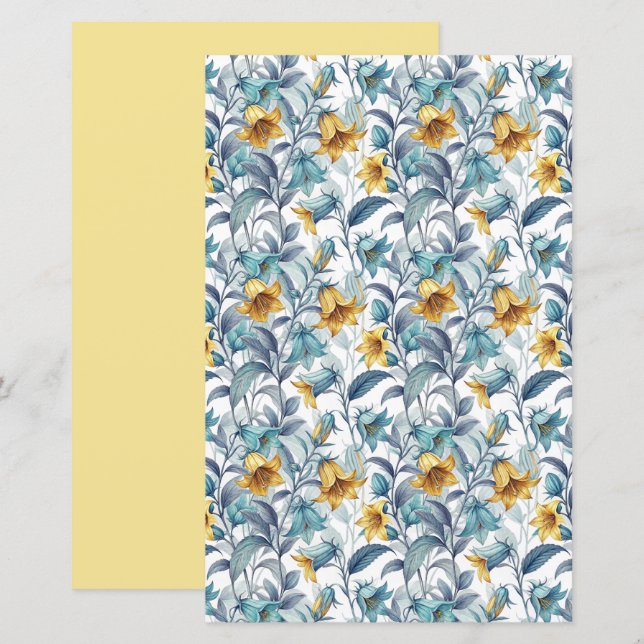 Elegant Yellow and Blue Garden Flowers (Vorne/Hinten)