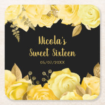 Elegant Yellow and Gold Flowers Sweet Sixteen