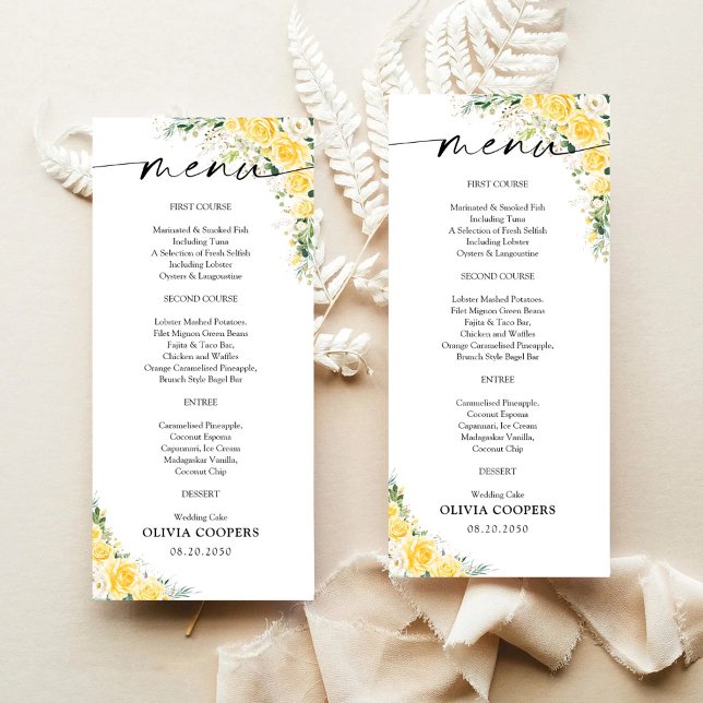 Elegant Yellow Baby Shower Menu (Créateur téléchargé)
