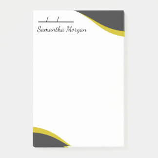 Elegant yellow & black waves customizable post-it klebezettel