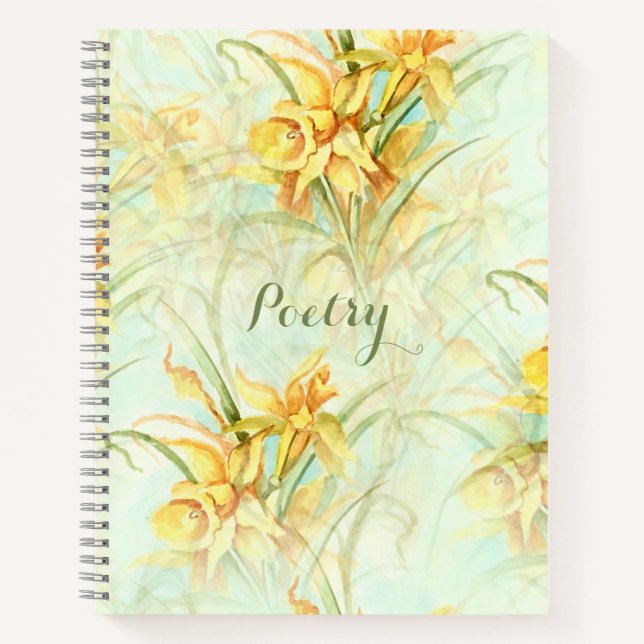 Elegant Yellow Daffodils Poesie Notizbuch (Vorderseite)