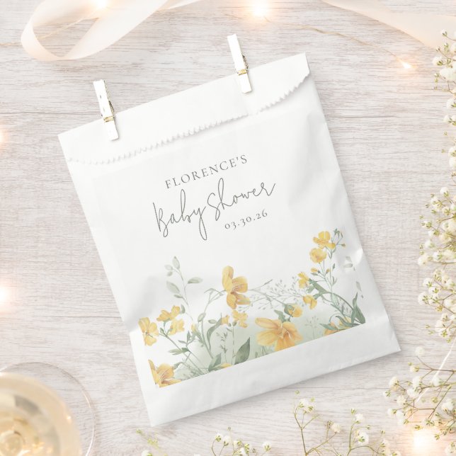 Elegant Yellow Floral Baby Shower Geschenktütchen (Ausgeschnitten)