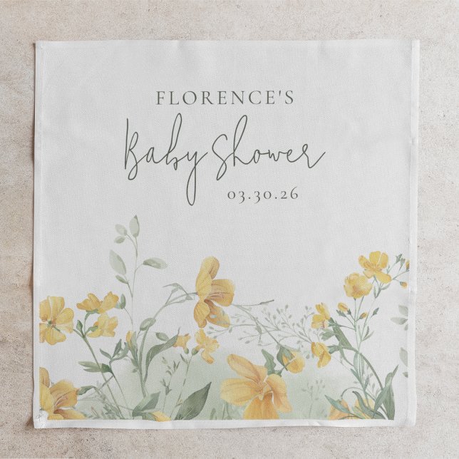Elegant Yellow Floral Baby Shower Serviette (Von Creator hochgeladen)