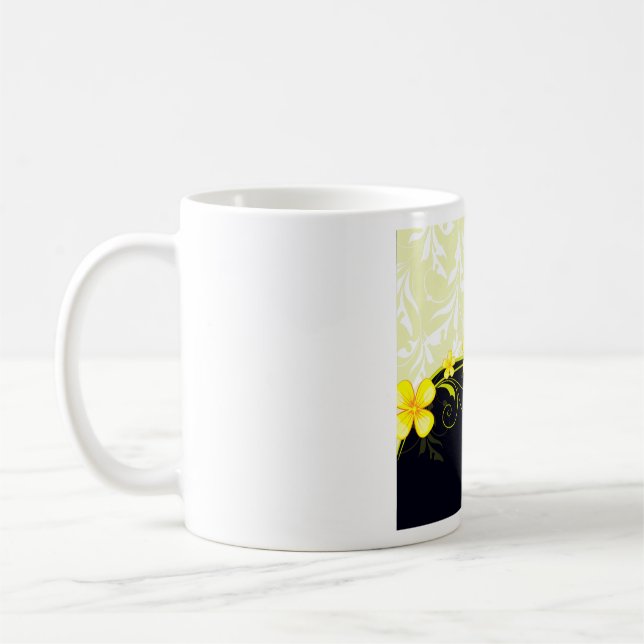 Elegant Yellow Floral Damask Kaffeetasse (Links)