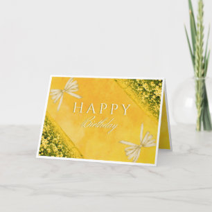 Elegant Yellow Floral Happy Birthday Card Dankeskarte