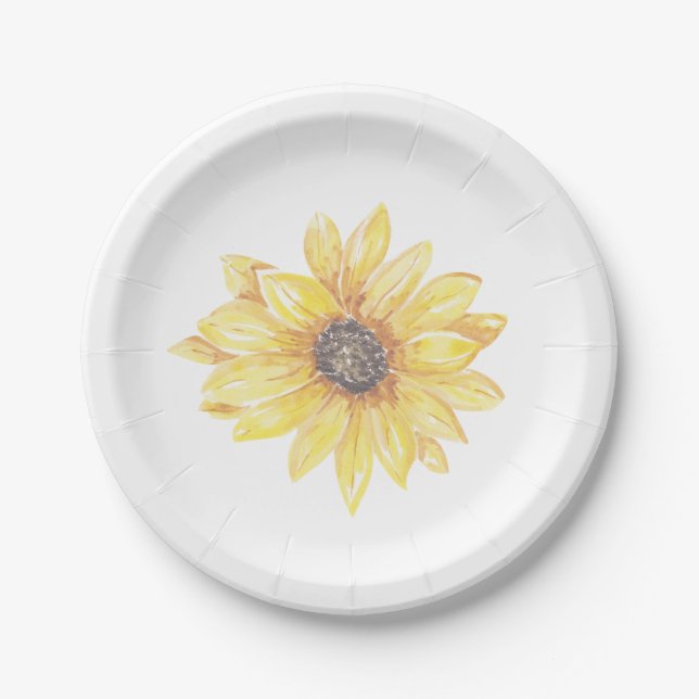 Elegant Yellow Floral Sunflower Baby Shower Pappteller (Vorderseite)
