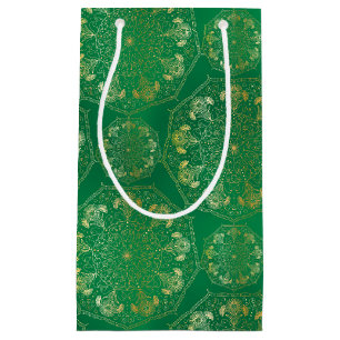 Elegant Yellow Gold Daisy Snowdrop Mandala Green Kleine Geschenktüte