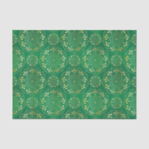 Elegant Yellow Gold Daisy Snowdrop Mandala Green Seidenpapier