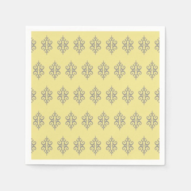 Elegant Yellow Grey Lace Wedding Party Napkins Serviette (Vorderseite)