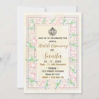 Elegant Yellow Haldi Ceremony Invitation Card Einladung