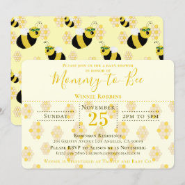 Elegant Yellow Honeycomb Mommy to Bee Baby Shower Einladung
