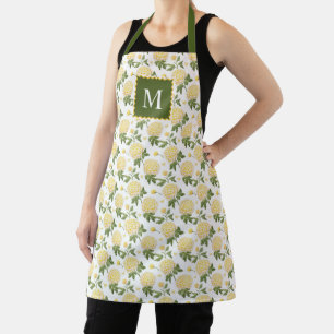 Elegant Yellow Hydragea Floral Monogram Schürze