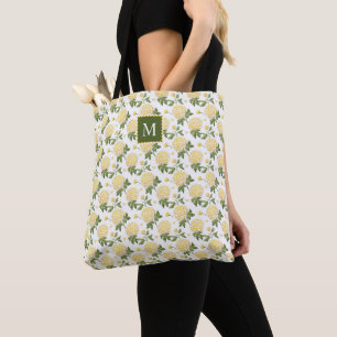 Elegant Yellow Hydragea Floral Monogram Tasche