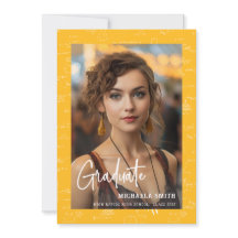 Elegant Yellow Math Script Photo Graduate