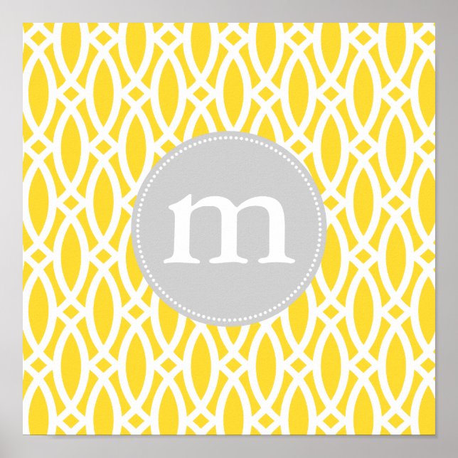 Elegant Yellow Modern Trellis Personalized Poster (Vorne)