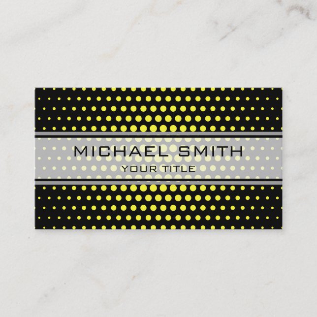 Elegant Yellow Polka Dot Pattern Visitenkarte (Vorderseite)