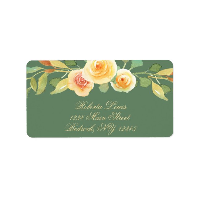 Elegant Yellow Rose Bouquet Adressaufkleber (Vorne)
