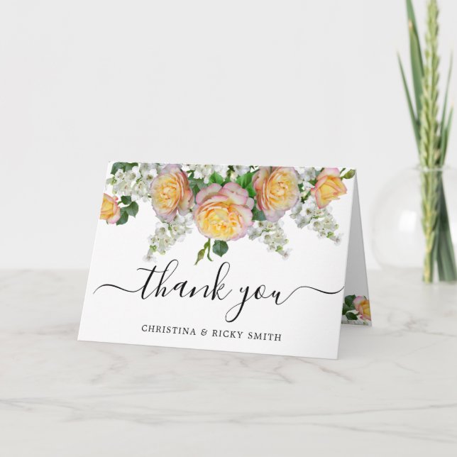 Elegant Yellow Rose Bouquet Blume Hochzeit Danke (Vorderseite)