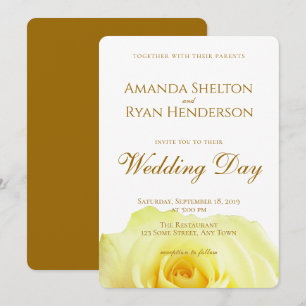 Elegant Yellow Rose Script Floral Wedding Einladung