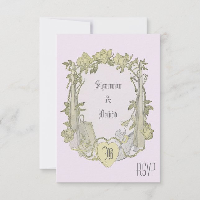 Elegant Yellow Rose Vintage Wedding Chuppah RSVP Karte (Vorderseite)