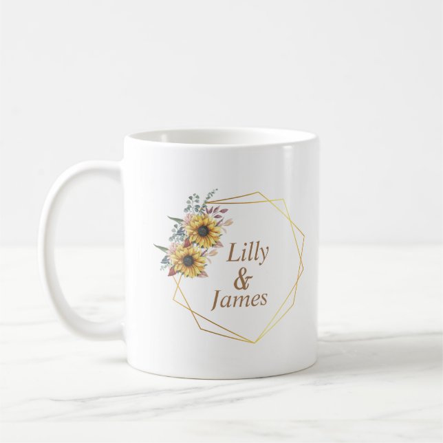 Elegant Yellow Watercolor Sunflower Sunny Kaffeetasse (Links)