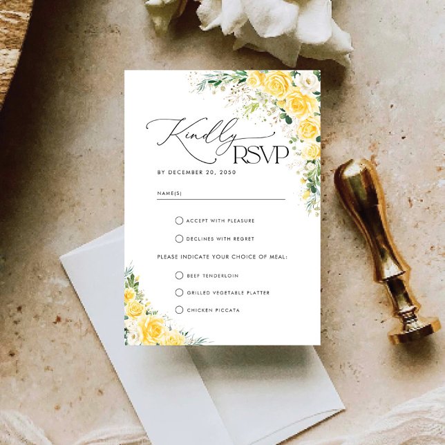 Elegant Yellow Wedding RSVP Card (Créateur téléchargé)