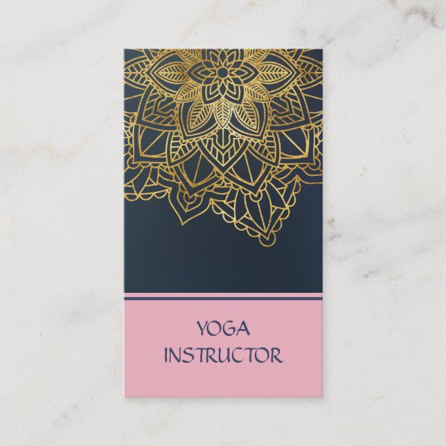 Elegant Yoga Instructor BlackWhite Floral Mandala Visitenkarte (Vorderseite)