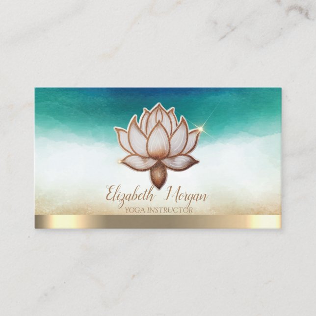 Elegant Yoga Instructor Brown Lotus Visitenkarte (Vorderseite)