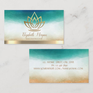 Elegant Yoga Instructor Gold Lotus Visitenkarte