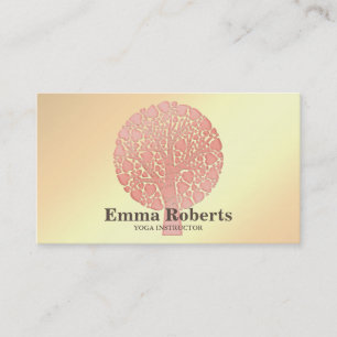 Elegant Yoga Instructor Rose Gold Tree Business Ca Visitenkarte