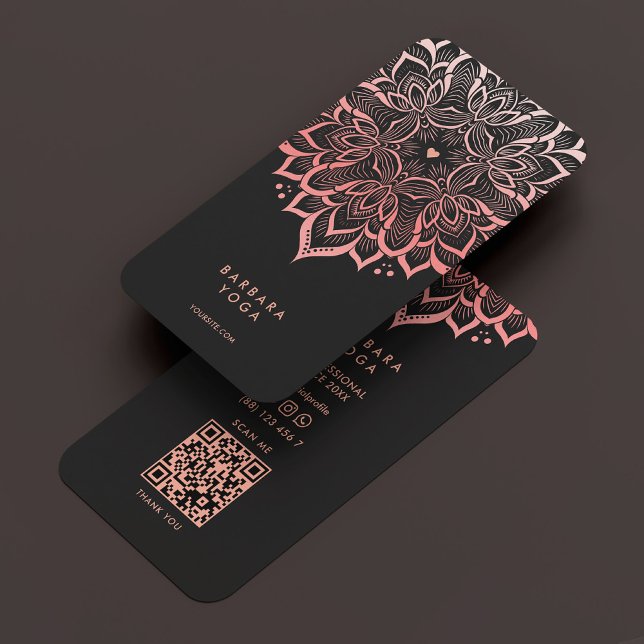 Elegant Yoga Mandala Boho Rosegold Pink Lotus Visitenkarte (Elegant Yoga Mandala Boho Rosegold Pink Lotus Business Card
)