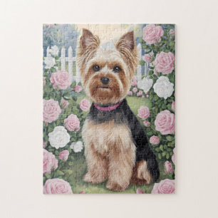 Elegant Yorkshire Terrier Rose Garden Malerei