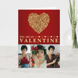 Elegant You Are My Valentine Rose Heart Photo Karte