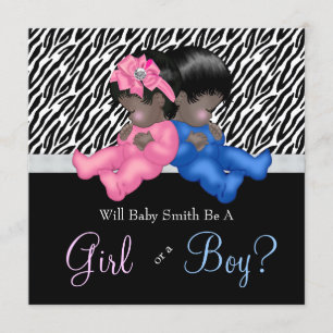 Elegant Zebra Baby Gender Reveal Shower Einladung